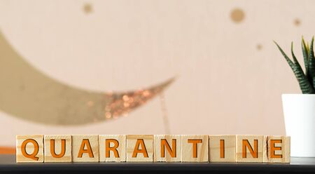 Quarantine Shaming, word cube with background. Business conceptの写真素材