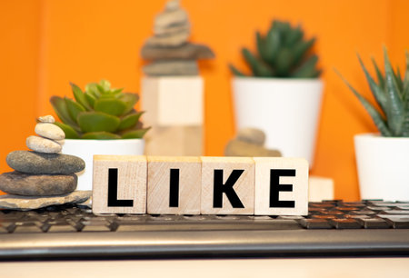 Wooden blocks with text like on a light background