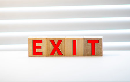 Wooden Blocks with the text: Exit, business concept