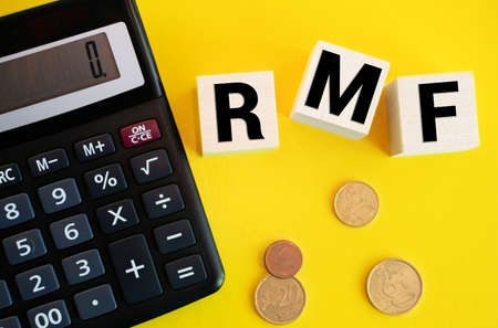 Text RMF for Retirement Mutual Fund made from wooden blocksの写真素材