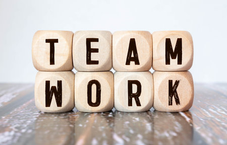 TEAMWORK word written on wood block. conceptの写真素材