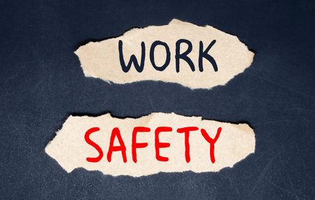 text Work safety on torn paperの写真素材