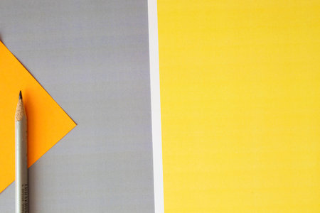 Paper for pastel overlap in trendy yellow and gray colors for background, banner, presentation template. Color 2021 concept. Creative modern background design in trendy colors.の写真素材