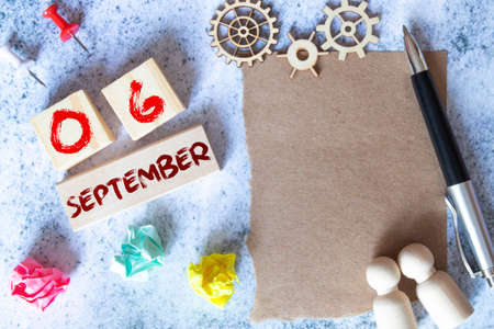 September 6, Natural notebook Calendar. conceptの写真素材