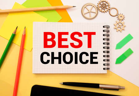 A hand with a marker writing 'Best Choice'の写真素材