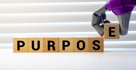 Purpose concept. Wooden letters on a white background.の写真素材