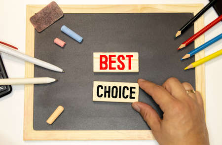 Best Option on wooden blocks. Business choise concept.の写真素材