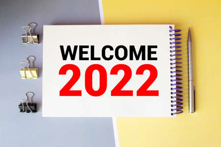 Happy new year concept. welcome 2022 text words typographyの写真素材