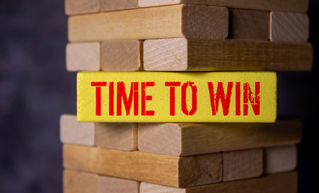 Word writing text TIME TO WIN . business concept on table chartの写真素材