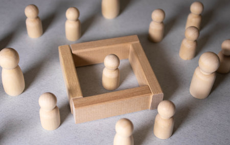 Men separated by walls, realtionship and communication concept.の写真素材