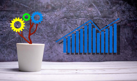 Tree grows up in arrow shape over white background. concept business imageの写真素材