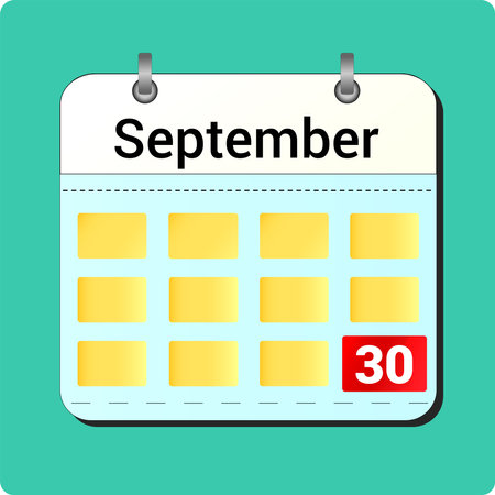 calendar vector drawing, date September 30 on the pageのイラスト素材