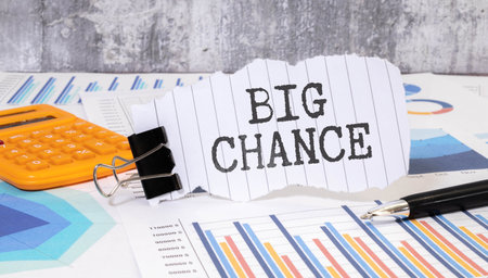 text BIG CHANCE on black backgroundの写真素材