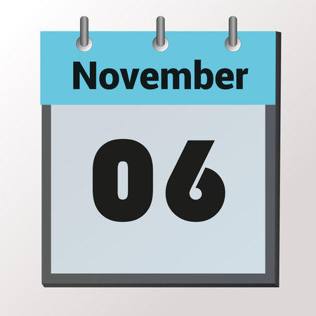 November 6 calendar date text on wooden blocks with copy space for ideas or text. Copy space and calendar concept.のイラスト素材