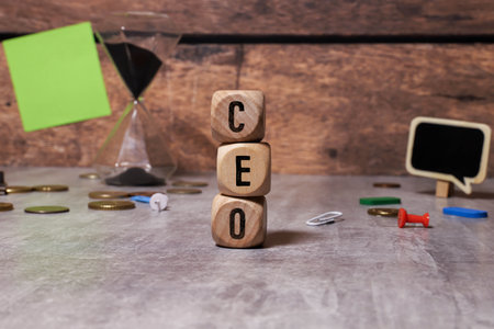 CEO word built with letter cubes.の写真素材