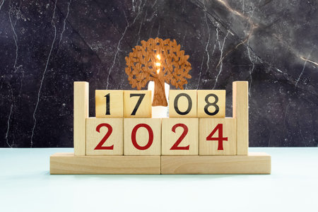 August calendar background with number 17. Stationery pens and pencils in a case on a wooden vintage...
