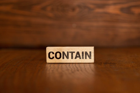word CONTAIN on wooden block