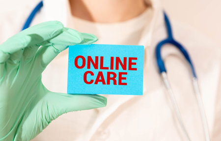 Online Treatment - way to communicate with a licensed mental health professional over the phone or internet, text on notepad concept backgroundの写真素材