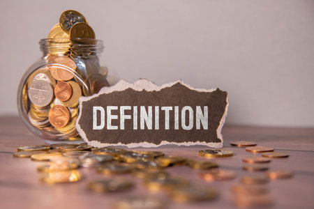 Definition word written on wood block. Definition text on wooden table for your design, concept.の写真素材