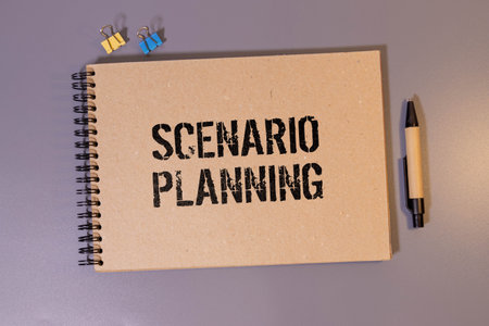 Scenario planning is shown using a text.の写真素材