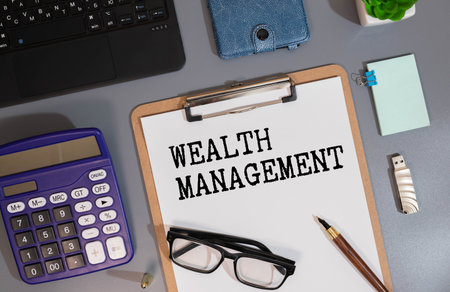 Handwritten text Wealth Management. Conceptual photo investment advisory that combines other financial services Typing Daily Reminder Notes, Creating Online Writing Presentationの写真素材