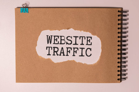 Memo note written with text WEBSITE TRAFFIC isolated on green background.の写真素材