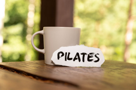 Pilates text on card, concept background.の写真素材