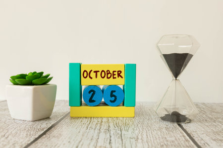 25 October text with blackboard background for calendar.