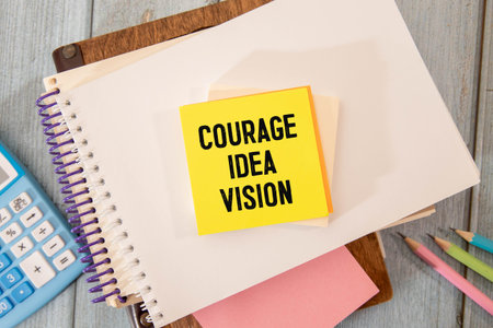 text courage idea vision on white paper