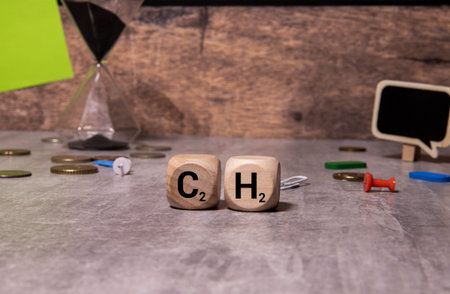 C2H2 acetylene CAS 74-86-2 chemical substance in white plastic laboratory packaging