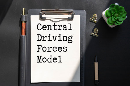 text Central Driving Forces Model on wooden block, concept.の写真素材