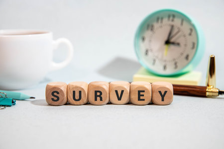 white card with text Employee Engagement Survey.の写真素材