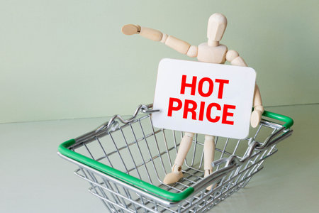 Financial concept meaning Hot Price with inscription on the sheet. Inscription hot price on blank tag on white backgroundの写真素材