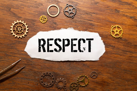 respect written word on wood block. respect text on table, conceptの写真素材