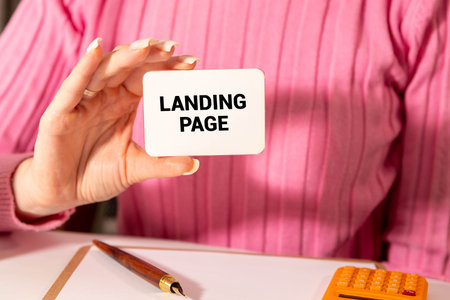 Landing page written in a notebook. SEO concept