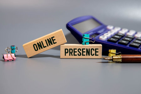 Writing displaying text Online Presence. Concept meaning existence of someone that can be found via an online searchの写真素材