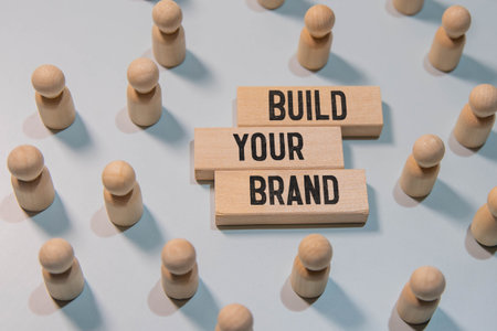 Wooden blocks with words Build Your Brand.の写真素材