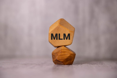 MLM - Multi Level Marketing acronym, business concept background.の写真素材