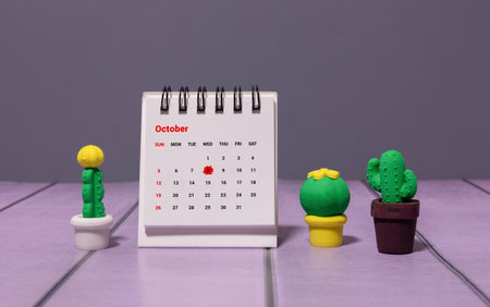 October 8.October 8 on wooden cubes on a wooden background.Autumn.Calendar for October.