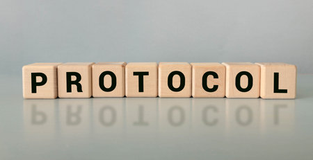 PROTOCOL word made with building blocks