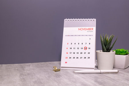 November 12. Day 12 of november month, calendar on white background. Autumn time. Empty space for textの写真素材