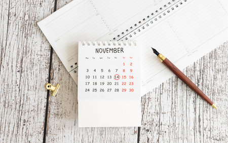 November 12. Day 12 of november month, calendar on white background. Autumn time. Empty space for textの写真素材