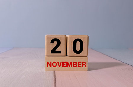 date calendar red and black cubes November 20の写真素材