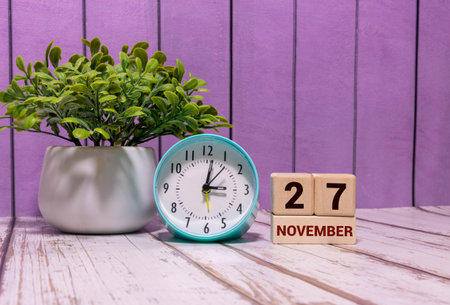 Wooden Calendar Showing the Date of November 27th.
