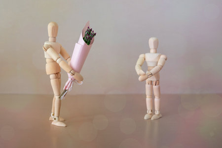 couple with flowers.の写真素材