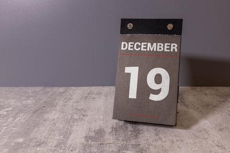 Wooden Perpetual Calendar set to December 19の写真素材