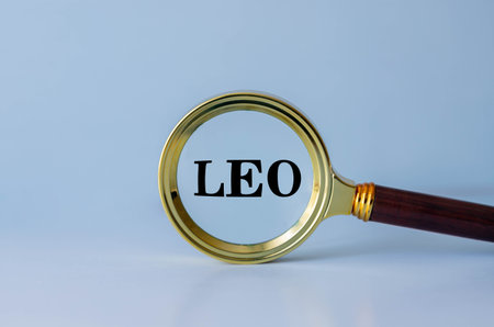 magnifying glass and the inscription.の写真素材