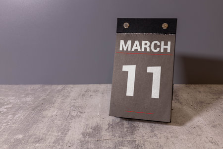 Wooden Calendar Showing the Date of March 11th. Day 11 of March month.