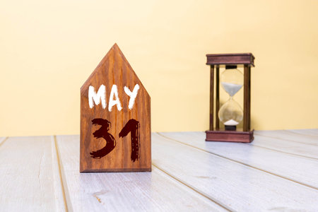 31 may, memorial day on american flag background.
