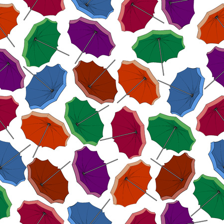Colored umbrellas. Seamless pattern on a white background.のイラスト素材